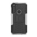 For Motorola Moto G8 Power Tire Texture Shockproof TPU+PC Protective Case with Holder(White)