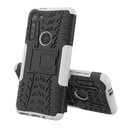 For Motorola Moto G8 Power Tire Texture Shockproof TPU+PC Protective Case with Holder(White)
