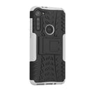 For Motorola Moto G8 Power Tire Texture Shockproof TPU+PC Protective Case with Holder(White)