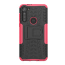 For Motorola Moto G8 Power Tire Texture Shockproof TPU+PC Protective Case with Holder(Pink)