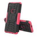 For Motorola Moto G8 Power Tire Texture Shockproof TPU+PC Protective Case with Holder(Pink)