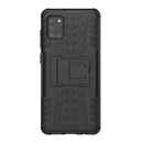For Samsung Galaxy A31 Tire Texture Shockproof TPU+PC Protective Case with Holder(Black)