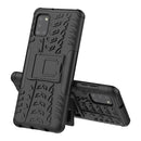 For Samsung Galaxy A31 Tire Texture Shockproof TPU+PC Protective Case with Holder(Black)