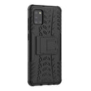 For Samsung Galaxy A31 Tire Texture Shockproof TPU+PC Protective Case with Holder(Black)