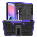 For Samsung Galaxy S6 Lite Tire Texture TPU+PC Shockproof Case , with Holder & Pen Tray(Purple)