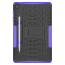 For Samsung Galaxy S6 Lite Tire Texture TPU+PC Shockproof Case , with Holder & Pen Tray(Purple)