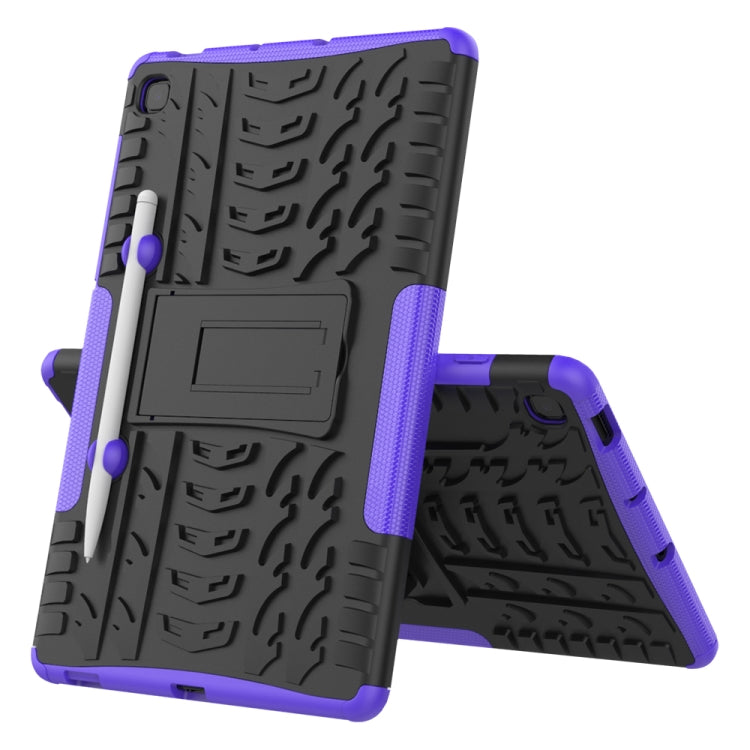 For Samsung Galaxy S6 Lite Tire Texture TPU+PC Shockproof Case , with Holder & Pen Tray(Purple)