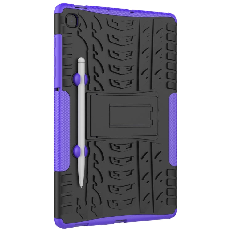 For Samsung Galaxy S6 Lite Tire Texture TPU+PC Shockproof Case , with Holder & Pen Tray(Purple)