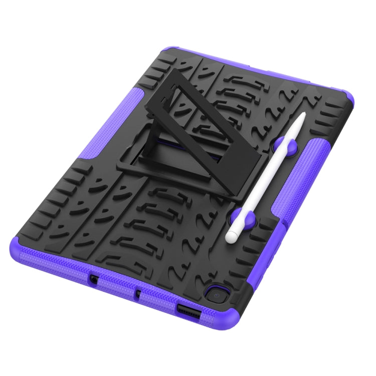 For Samsung Galaxy S6 Lite Tire Texture TPU+PC Shockproof Case , with Holder & Pen Tray(Purple)