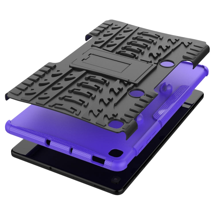 For Samsung Galaxy S6 Lite Tire Texture TPU+PC Shockproof Case , with Holder & Pen Tray(Purple)
