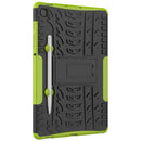 For Samsung Galaxy S6 Lite Tire Texture TPU+PC Shockproof Case , with Holder & Pen Tray(Green)