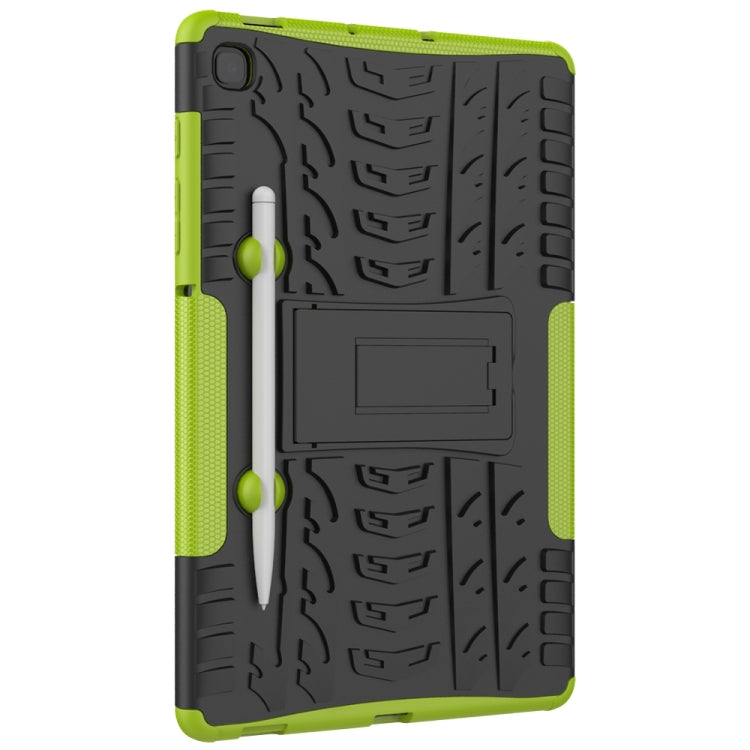 For Samsung Galaxy S6 Lite Tire Texture TPU+PC Shockproof Case , with Holder & Pen Tray(Green)