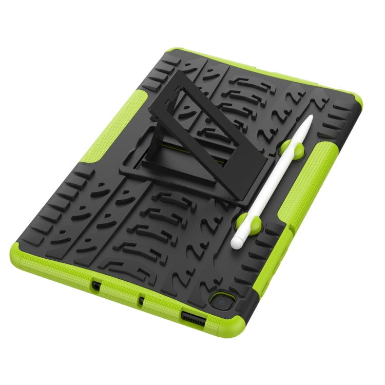 For Samsung Galaxy S6 Lite Tire Texture TPU+PC Shockproof Case , with Holder & Pen Tray(Green)