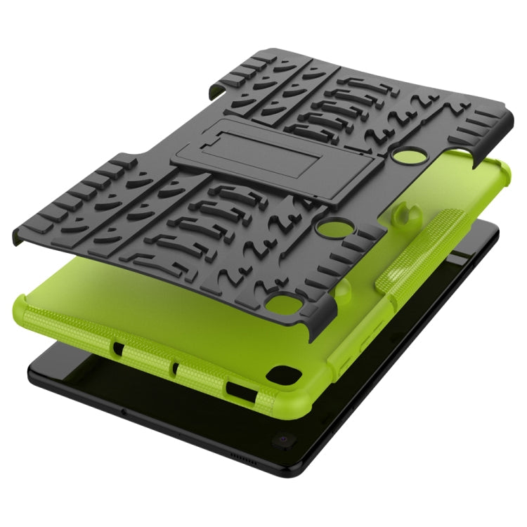 For Samsung Galaxy S6 Lite Tire Texture TPU+PC Shockproof Case , with Holder & Pen Tray(Green)