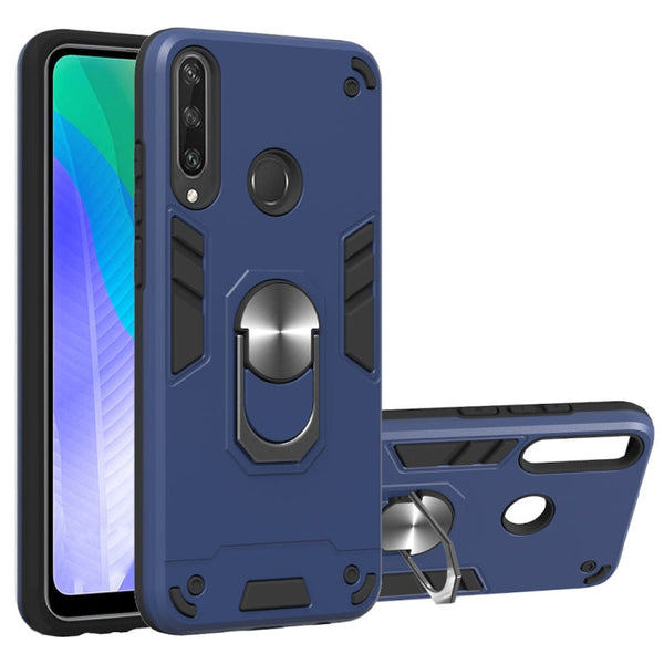For Huawei Y6P 2 in 1 Armour Series PC + TPU Protective Case with Ring Holder(Royal Blue)