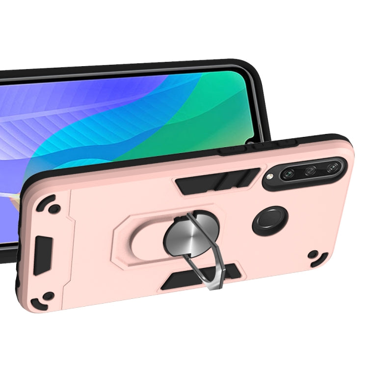 For Huawei Y6P 2 in 1 Armour Series PC + TPU Protective Case with Ring Holder(Rose Gold)