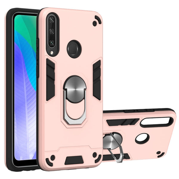 For Huawei Y6P 2 in 1 Armour Series PC + TPU Protective Case with Ring Holder(Rose Gold)