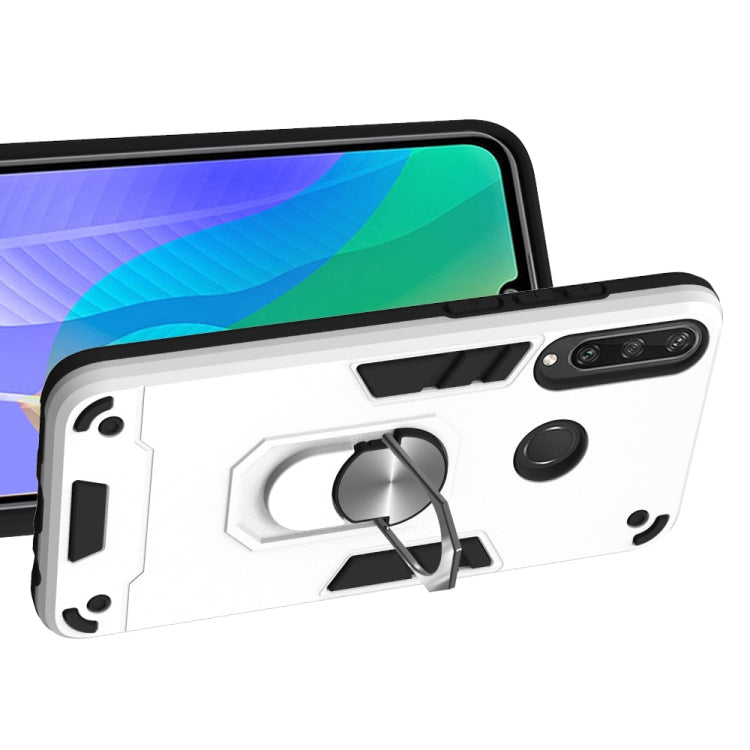 For Huawei Y6P 2 in 1 Armour Series PC + TPU Protective Case with Ring Holder(Silver)