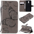 For Nokia 2.3 3D Butterflies Embossing Pattern Horizontal Flip Leather Case with Holder & Card Slot & Wallet(Grey)
