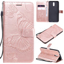 For Nokia 2.3 3D Butterflies Embossing Pattern Horizontal Flip Leather Case with Holder & Card Slot & Wallet(Rose Gold)