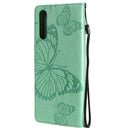 For Sony Xperia 10 II 3D Butterflies Embossing Pattern Horizontal Flip Leather Case with Holder & Card Slot & Wallet(Green)