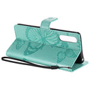 For Sony Xperia 10 II 3D Butterflies Embossing Pattern Horizontal Flip Leather Case with Holder & Card Slot & Wallet(Green)