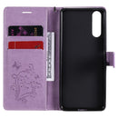 For Sony Xperia 10 II 3D Butterflies Embossing Pattern Horizontal Flip Leather Case with Holder & Card Slot & Wallet(Purple)