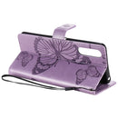 For Sony Xperia 10 II 3D Butterflies Embossing Pattern Horizontal Flip Leather Case with Holder & Card Slot & Wallet(Purple)