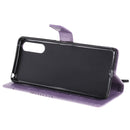 For Sony Xperia 10 II 3D Butterflies Embossing Pattern Horizontal Flip Leather Case with Holder & Card Slot & Wallet(Purple)