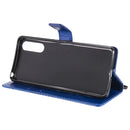 For Sony Xperia 10 II 3D Butterflies Embossing Pattern Horizontal Flip Leather Case with Holder & Card Slot & Wallet(Blue)