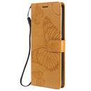 For Sony Xperia 10 II 3D Butterflies Embossing Pattern Horizontal Flip Leather Case with Holder & Card Slot & Wallet(Yellow)