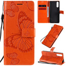For Sony Xperia 10 II 3D Butterflies Embossing Pattern Horizontal Flip Leather Case with Holder & Card Slot & Wallet(Orange)