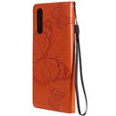 For Sony Xperia 10 II 3D Butterflies Embossing Pattern Horizontal Flip Leather Case with Holder & Card Slot & Wallet(Orange)