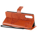 For Sony Xperia 10 II 3D Butterflies Embossing Pattern Horizontal Flip Leather Case with Holder & Card Slot & Wallet(Orange)