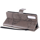 For Sony Xperia 10 II 3D Butterflies Embossing Pattern Horizontal Flip Leather Case with Holder & Card Slot & Wallet(Grey)