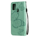For Samsung Galaxy A21s 3D Butterflies Embossing Pattern Horizontal Flip Leather Case with Holder & Card Slot & Wallet(Green)