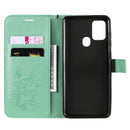 For Samsung Galaxy A21s 3D Butterflies Embossing Pattern Horizontal Flip Leather Case with Holder & Card Slot & Wallet(Green)