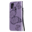 For Samsung Galaxy A21s 3D Butterflies Embossing Pattern Horizontal Flip Leather Case with Holder & Card Slot & Wallet(Purple)