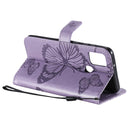 For Samsung Galaxy A21s 3D Butterflies Embossing Pattern Horizontal Flip Leather Case with Holder & Card Slot & Wallet(Purple)