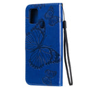 For Samsung Galaxy A21s 3D Butterflies Embossing Pattern Horizontal Flip Leather Case with Holder & Card Slot & Wallet(Blue)