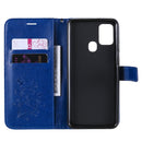 For Samsung Galaxy A21s 3D Butterflies Embossing Pattern Horizontal Flip Leather Case with Holder & Card Slot & Wallet(Blue)