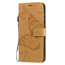 For Samsung Galaxy A21s 3D Butterflies Embossing Pattern Horizontal Flip Leather Case with Holder & Card Slot & Wallet(Yellow)