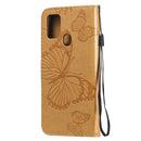 For Samsung Galaxy A21s 3D Butterflies Embossing Pattern Horizontal Flip Leather Case with Holder & Card Slot & Wallet(Yellow)