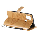 For Samsung Galaxy A21s 3D Butterflies Embossing Pattern Horizontal Flip Leather Case with Holder & Card Slot & Wallet(Yellow)