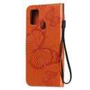 For Samsung Galaxy A21s 3D Butterflies Embossing Pattern Horizontal Flip Leather Case with Holder & Card Slot & Wallet(Orange)