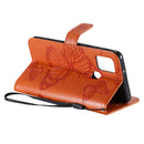 For Samsung Galaxy A21s 3D Butterflies Embossing Pattern Horizontal Flip Leather Case with Holder & Card Slot & Wallet(Orange)
