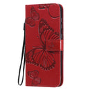 For Samsung Galaxy A21s 3D Butterflies Embossing Pattern Horizontal Flip Leather Case with Holder & Card Slot & Wallet(Red)