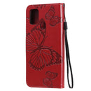 For Samsung Galaxy A21s 3D Butterflies Embossing Pattern Horizontal Flip Leather Case with Holder & Card Slot & Wallet(Red)