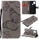For Samsung Galaxy A21s 3D Butterflies Embossing Pattern Horizontal Flip Leather Case with Holder & Card Slot & Wallet(Grey)