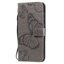 For Samsung Galaxy A21s 3D Butterflies Embossing Pattern Horizontal Flip Leather Case with Holder & Card Slot & Wallet(Grey)